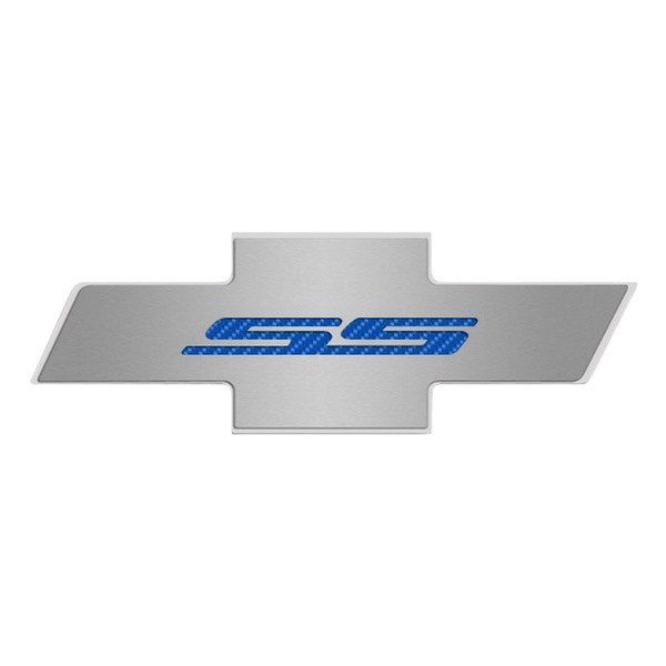 American Car Craft® - Brushed Hood Panel Badge with Blue SS Logo