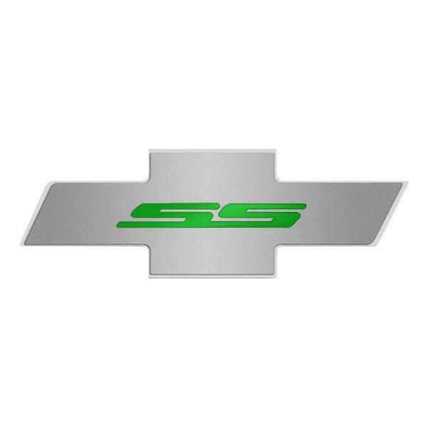 American Car Craft® - Brushed Hood Panel Badge with Synergy Green SS Logo