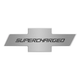 ACC® - Brushed Hood Panel Badge with Brushed Black Solid Supercharged Logo