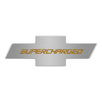 ACC® - Brushed Hood Panel Badge with Orange Carbon Fiber Supercharged Logo