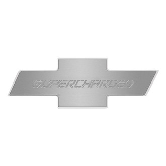 ACC® - Brushed Hood Panel Badge with White Carbon Fiber Supercharged Logo