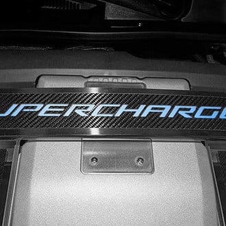 ACC® - Blue Illuminated Carbon Fiber Strut Bar Trim with Supercharged Logo