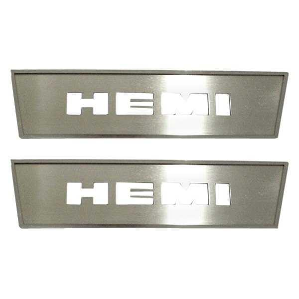 American Car Craft® - GM Licensed Brushed Front Door Badge Plates With HEMI Cut Out