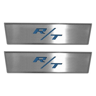 ACC® - MOPAR Licensed Brushed Front Door Badge Plates with MOPAR Blue R/T Logo
