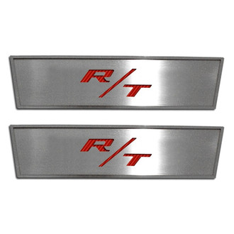 ACC® - MOPAR Licensed Brushed Front Door Badge Plates with Red R/T Logo