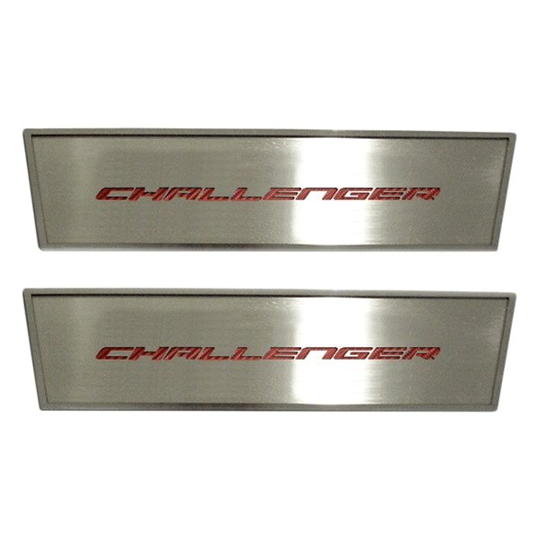 American Car Craft® - MOPAR Licensed Brushed Front Door Badge Plates With Challenger Logo