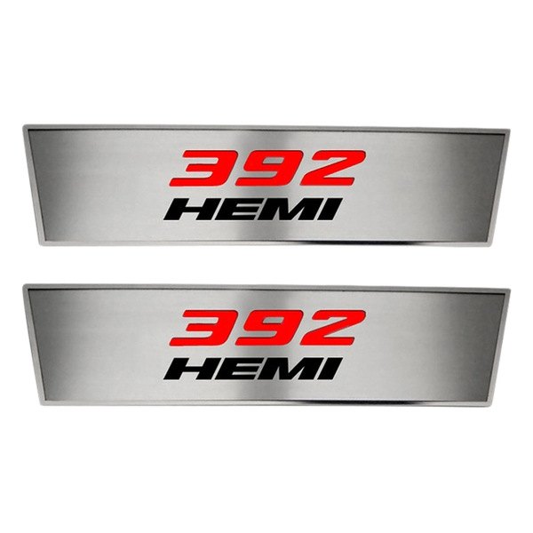 American Car Craft® - Brushed Front Door Badge Plates With 392 HEMI Logo