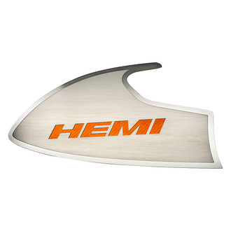 ACC® - Brushed Door Badge Plates with Orange HEMI Logo