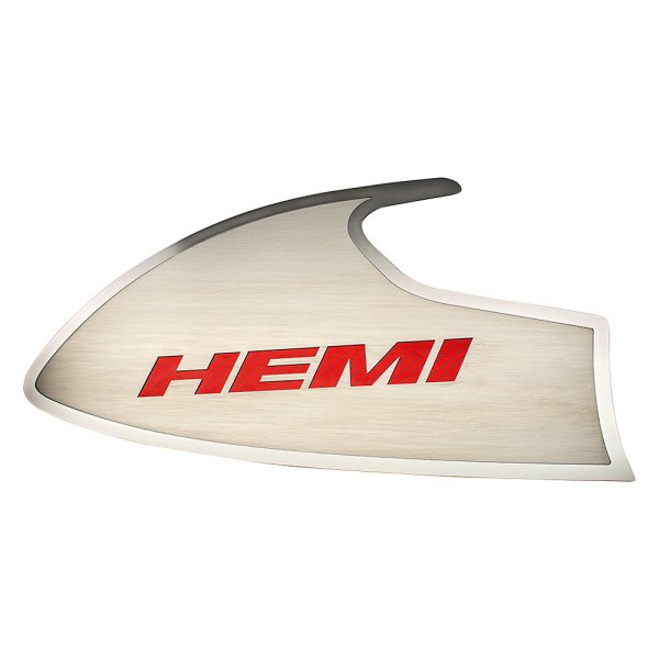 American Car Craft® - Brushed Door Badge Plates With HEMI Logo