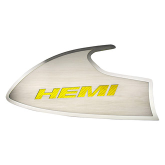 ACC® - Brushed Door Badge Plates with Yellow HEMI Logo