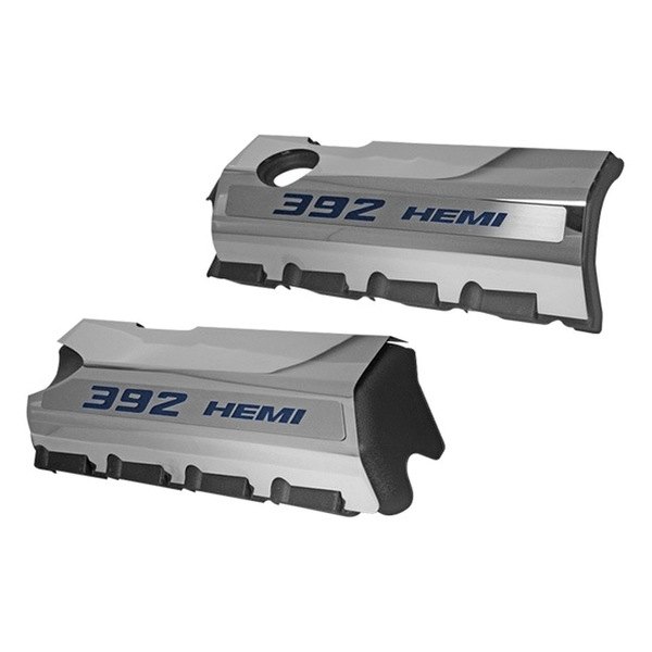 American Car Craft® - MOPAR Licensed Series Non-Illuminated Polished Fuel Rail Covers with Blue 392 HEMI Logo