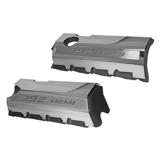 ACC® - MOPAR Licensed Series Non-Illuminated Polished Fuel Rail Covers with White Carbon Fiber 392 HEMI Logo