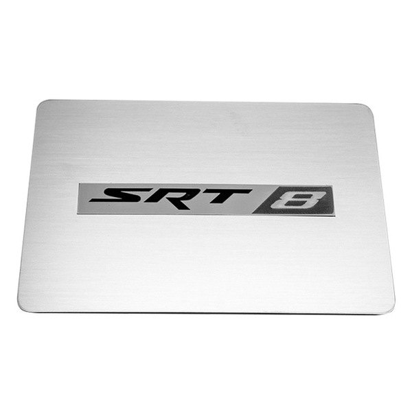 American Car Craft® - Brushed Fuse Box Cover Top Plate with Black SRT8 Logo