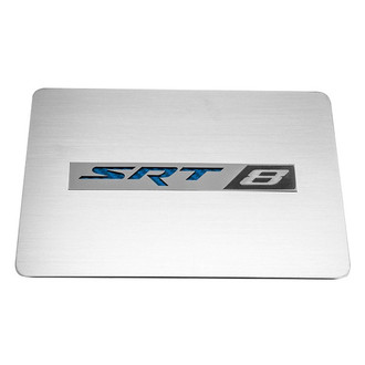 ACC® - Brushed Fuse Box Cover Top Plate with Blue Carbon Fiber SRT8 Logo