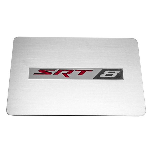 American Car Craft® - Brushed Fuse Box Cover Top Plate with Red SRT8 Logo