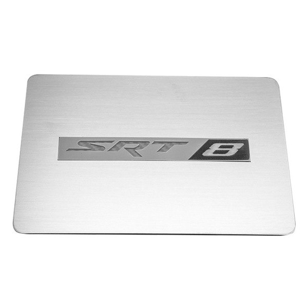 American Car Craft® - Brushed Fuse Box Cover Top Plate with White SRT8 Logo