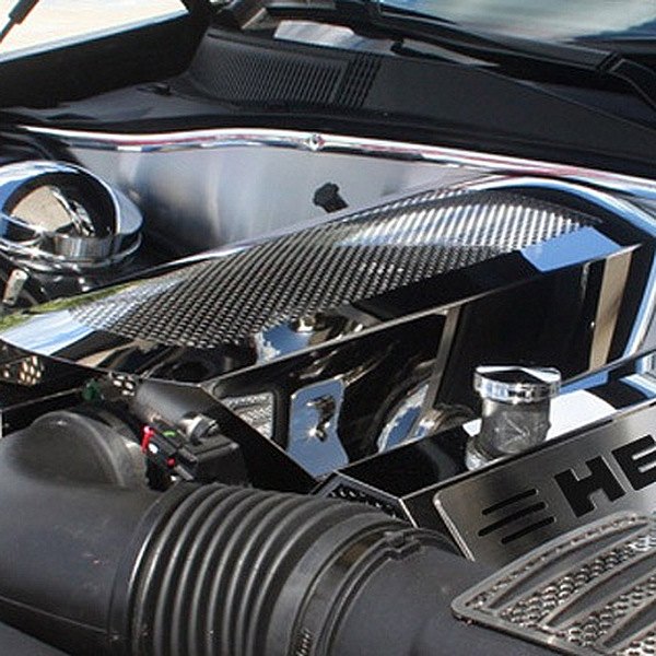 American Car Craft® - Replacement Style Non-Illuminated Polished Fuel Rail Covers with Black HEMI Logo