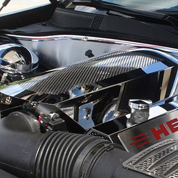 American Car Craft® - Replacement Style Non-Illuminated Polished Fuel Rail Covers with Red HEMI Logo