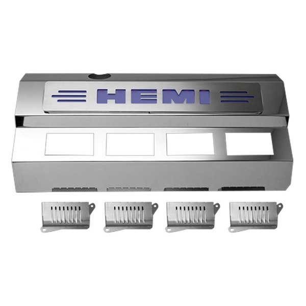 American Car Craft® - Replacement Style Illuminated Polished Fuel Rail Covers With HEMI Logo