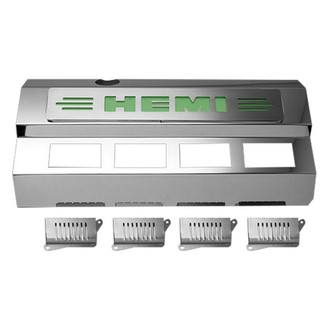 ACC® - Replacement Style Green Illuminated Polished Fuel Rail Covers with HEMI Logo
