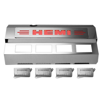 ACC® - Replacement Style Red Illuminated Polished Fuel Rail Covers with HEMI Logo