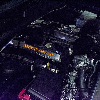 ACC® - MOPAR Licensed Series Non-Illuminated Polished Fuel Rail Covers with HEMI Orange Solid 392 HEMI Logo
