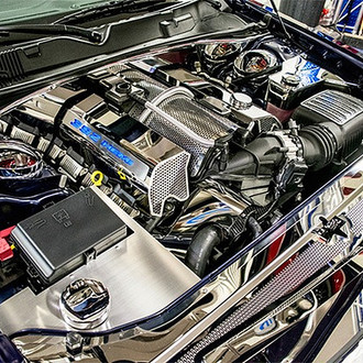 ACC® - MOPAR Licensed Series Non-Illuminated Polished Fuel Rail Covers with MOPAR Blue Solid 392 HEMI Logo