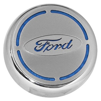 ACC® - Brushed Engine Fluid Caps with Blue Carbon Fiber Ford Logo