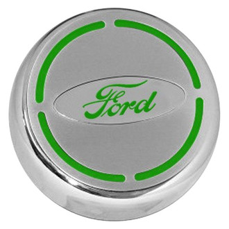 ACC® - Brushed Engine Fluid Caps with Green Carbon Fiber Ford Logo