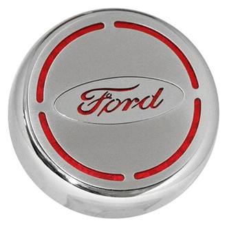ACC® - Brushed Engine Fluid Caps with Red Carbon Fiber Ford Logo