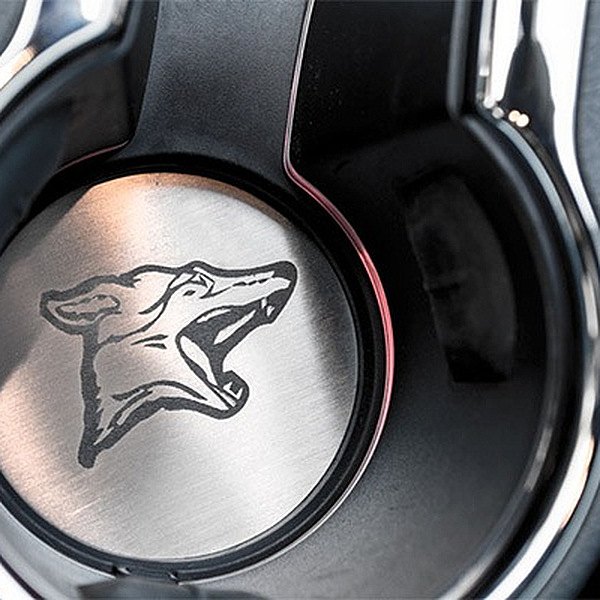 American Car Craft® - Brushed Cup Holder Accent Plates With Coyote Logo