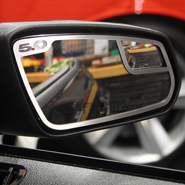 American Car Craft® - Brushed Side View Mirror Trim with 5.0 Logo