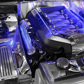 ACC® - Perforated Blue Illuminated Polished Fuel Rail Covers with Perforated Cap