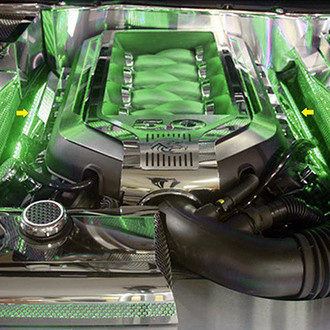 ACC® - Perforated Green Illuminated Polished Fuel Rail Covers with Perforated Cap