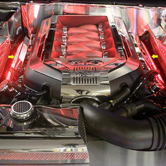 ACC® - Perforated Red Illuminated Polished Fuel Rail Covers with Perforated Cap