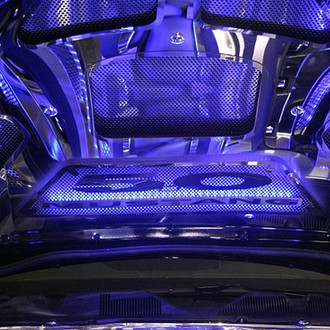 ACC® - Perforated Blue Illuminated Polished Hood Panel Vanity Plate