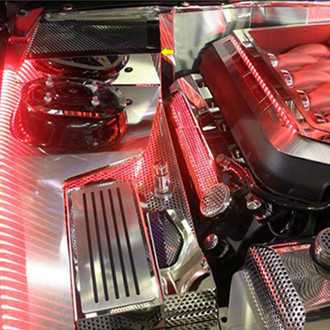 ACC® - Perforated Red Illuminated Brushed Inner Fender Covers