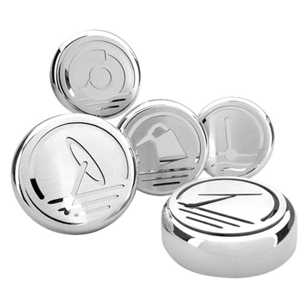 American Car Craft® - Brushed Cap Cover Set With Power Steering Fluid Cap Cover