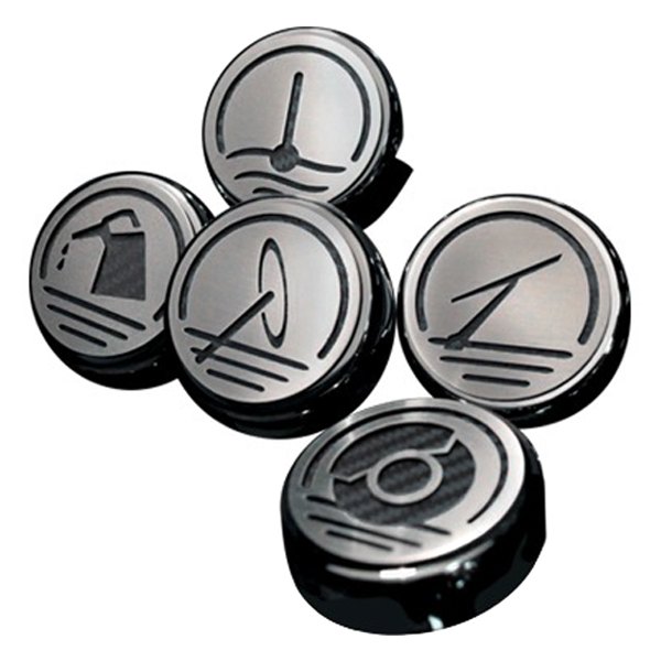 American Car Craft® - Executive Series Chrome Black Carbon Fiber Cap Cover Set
