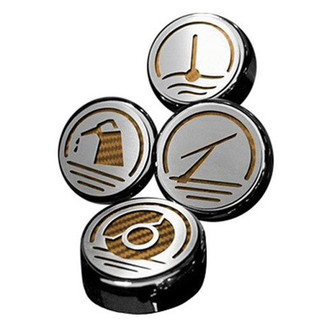 ACC® - Executive Series Chrome Cap Cover Set with Orange Carbon Fiber Logo