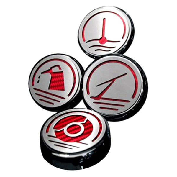 American Car Craft® - Executive Series Chrome Cap Cover Set with Red Logo