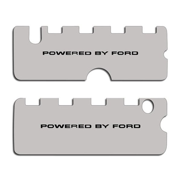 American Car Craft® - Polished Fuel Rail Covers with Laser Etched "POWERED BY FORD" Lettering