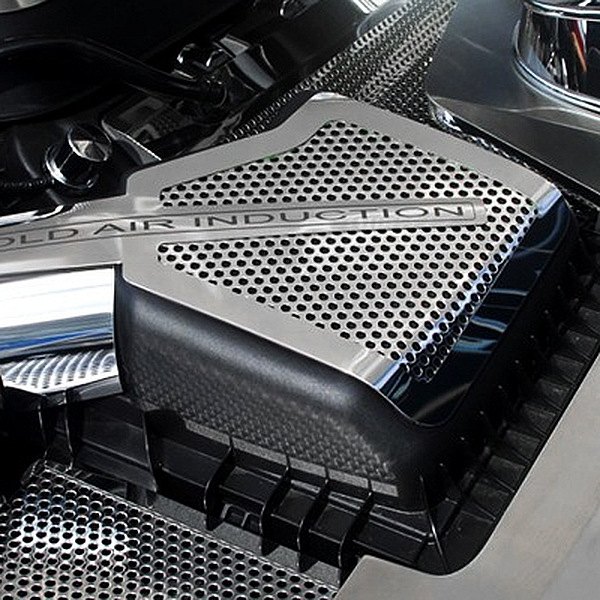 American Car Craft® - Plain Style Polished Air Box Cover with Laser Etched 'Cold Air Induction'