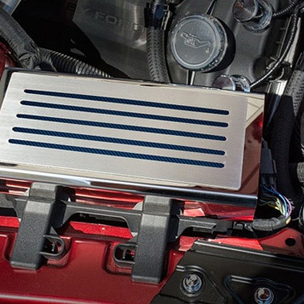 American Car Craft® - Polished Fuse Box Plate with Blue Accent