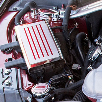 ACC® - Polished Fuse Box Plate with Red Carbon Fiber Accent