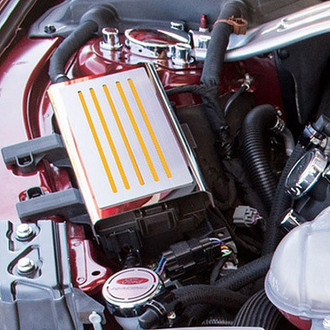 ACC® - Polished Fuse Box Plate with Yellow Carbon Fiber Accent