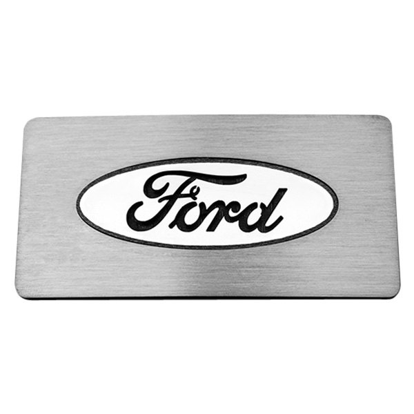 American Car Craft® - Brushed Glove Box Trim Plate With Ford Logo