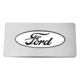 ACC® - Brushed Glove Box Trim Plate with Black Ford Logo