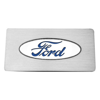 ACC® - Brushed Glove Box Trim Plate with Blue Ford Logo