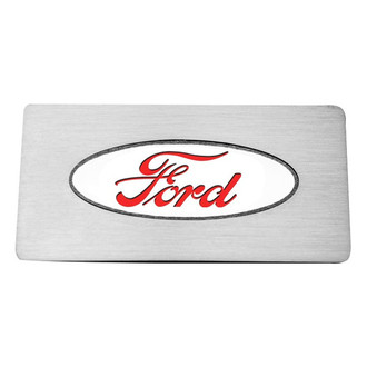 ACC® - Brushed Glove Box Trim Plate with Red Ford Logo
